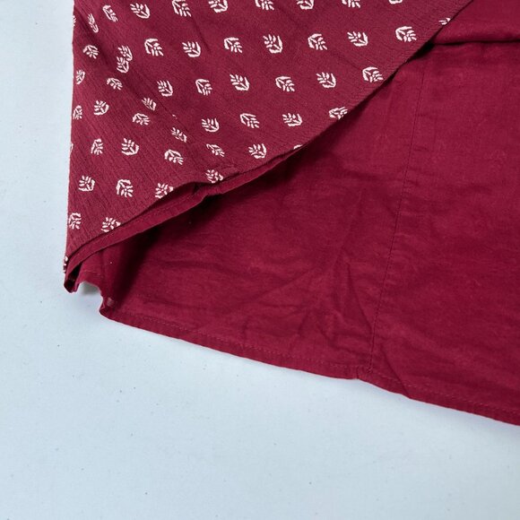 Old Navy Gauze Dress Womens M Burgundy Embroidered Tasseled Flowy Boho Lagenlook - Picture 7 of 11